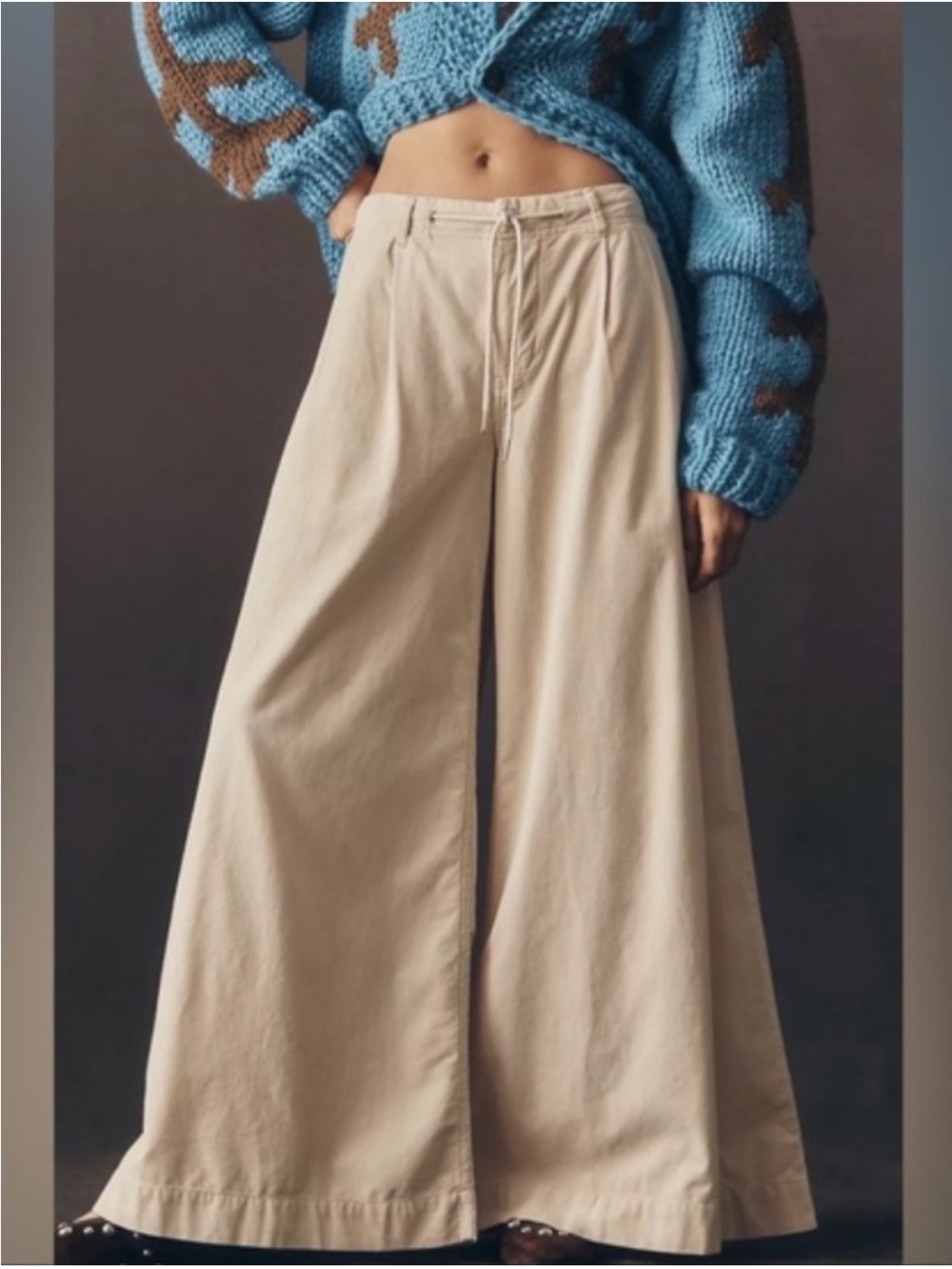 Pilcro Tie-Waist High-Rise Wide-Leg Trouser Jeans